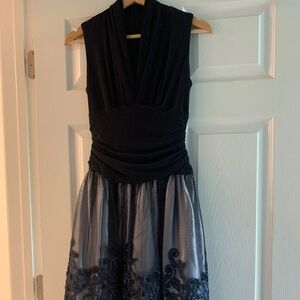 SLNY Navy Evening Cocktail Dress - Sz 2